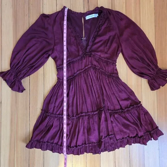 GAL Ruffle VNeck Dress M Red Mini Boho Festival Grunge Renaissance Goth Feminine - Picture 14 of 15